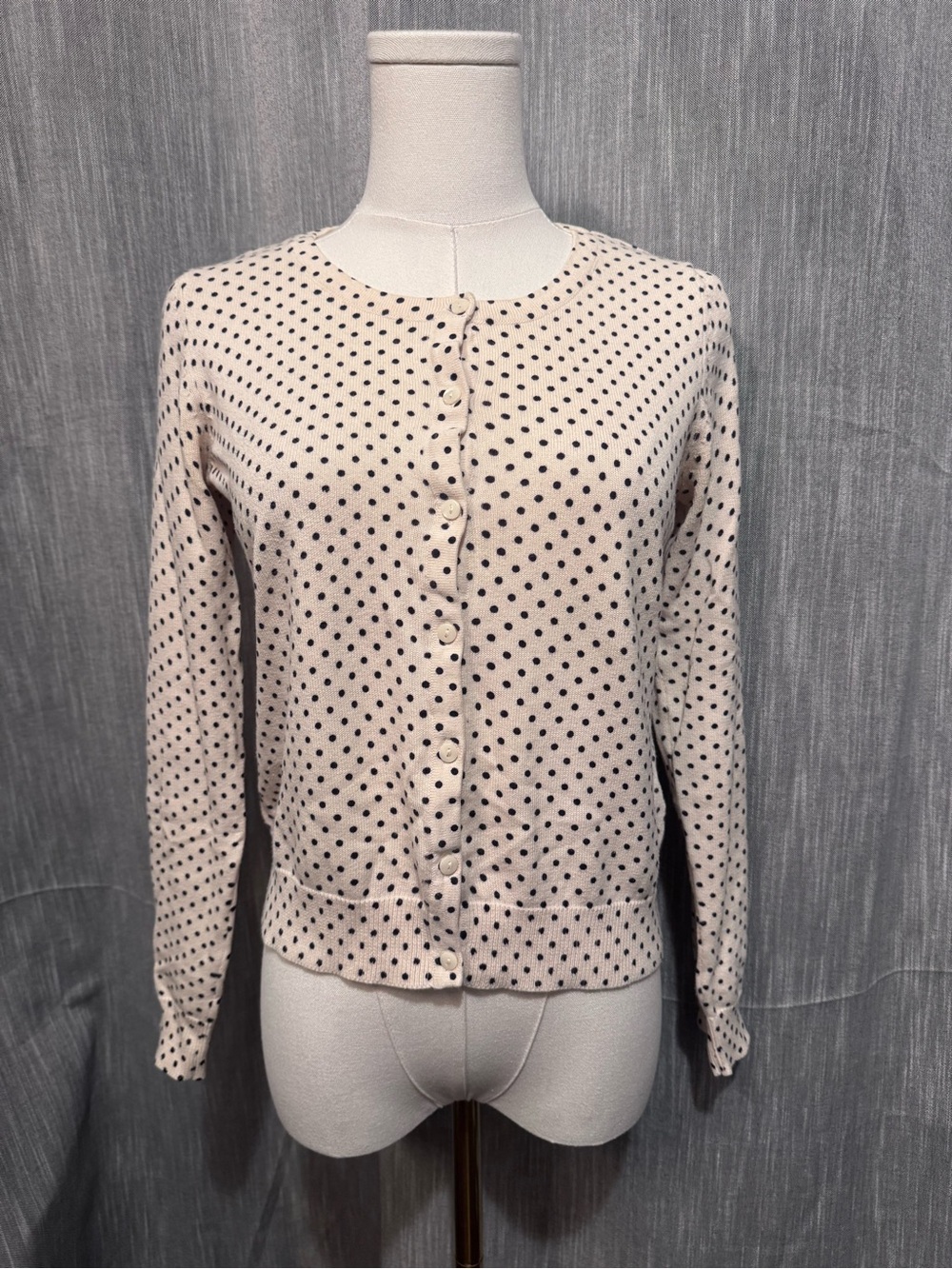 H&M Basic Polka Dot Button-Front Crewneck Cardigan - Size S